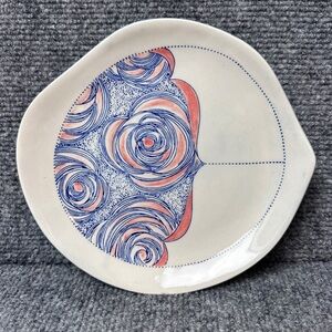 Anthropologie Linda Fahey Ceramics Pottery Pacifica Stormy Seas Ocean Plate 7”